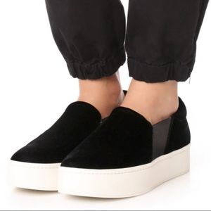 Vince Velvet Black Warren Platform Sneakers